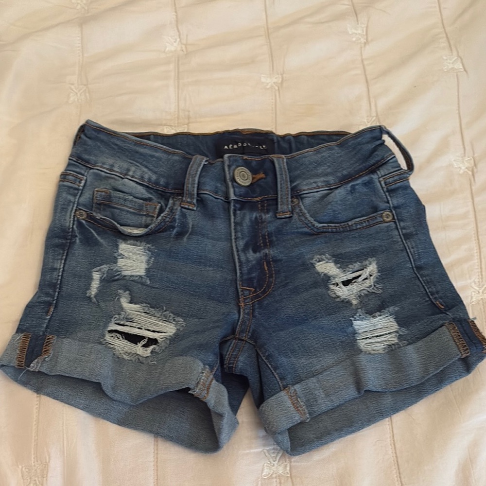 Aeropostale Distressed Blue Jean Shorts